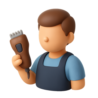 Stylish 3D Barber Icon with Clippers in Isometric View
