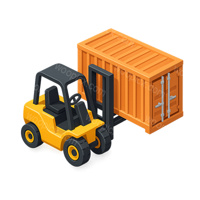 3D Forklift Transporting Shipping Container Icon