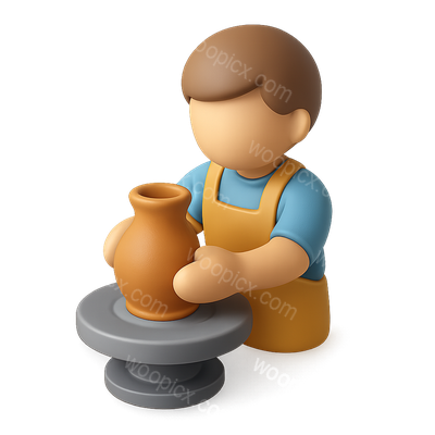 3D Icon of Potter at Wheel in Isometric View