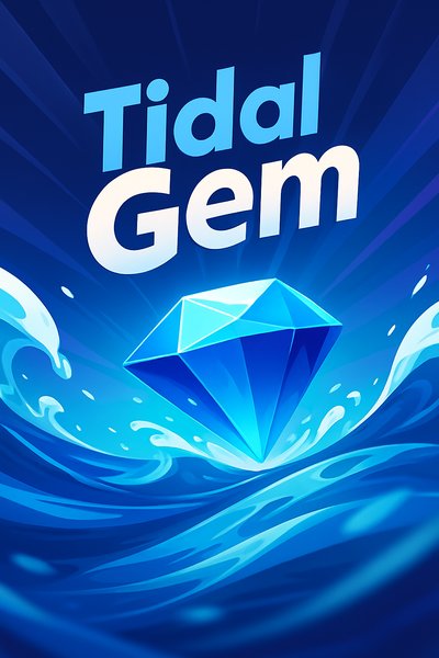 Dynamic Tidal Gem Illustration with Bold Typography