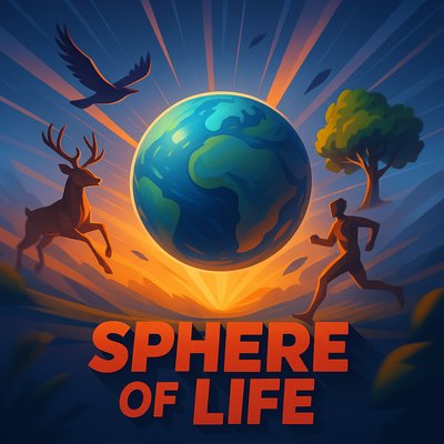 Dynamic Sphere of Life Illustration with Vibrant Elements