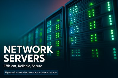 Dynamic Row of Network Servers with LED Lights