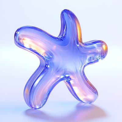 Abstract Glass Sculpture with Fluid Shapes and Soft Lighting