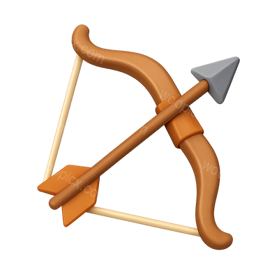 Stylized 3D Bow and Arrow Icon for Game Design
