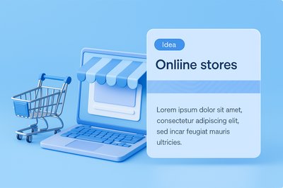 3D Illustration of Online Shopping Concept with Laptop and Cart