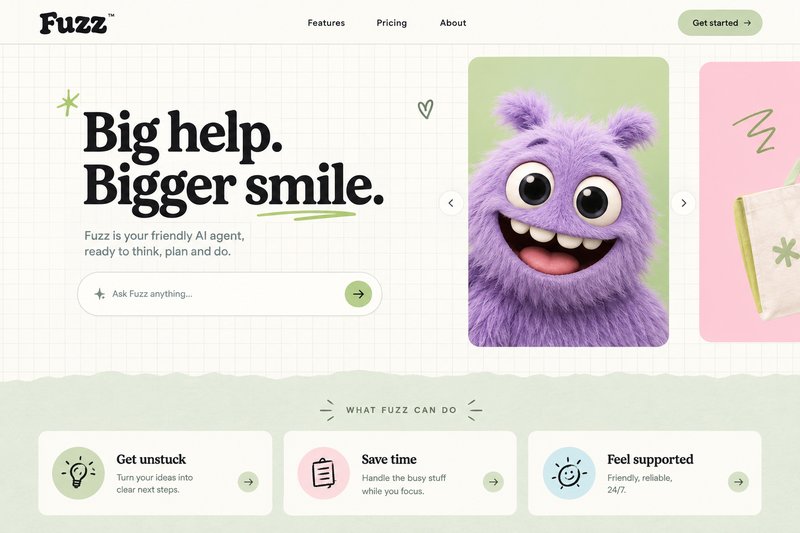 Friendly monster landing page design