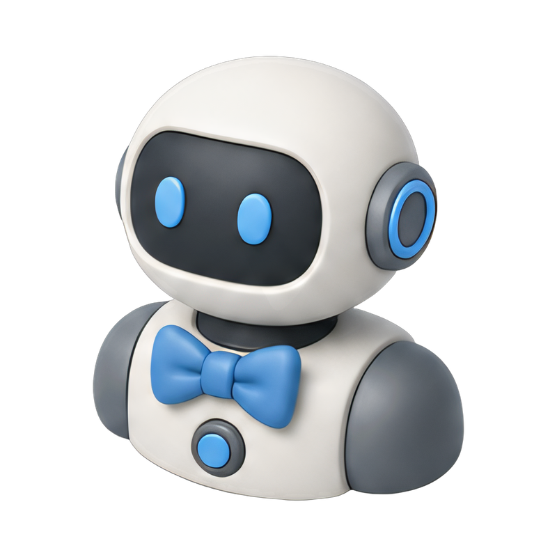robot bust with bow tie