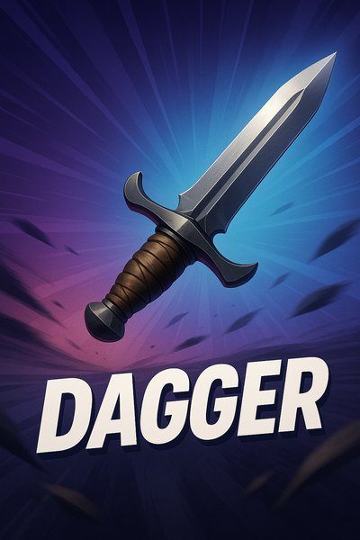 Dynamic Dagger Illustration with Bold Title