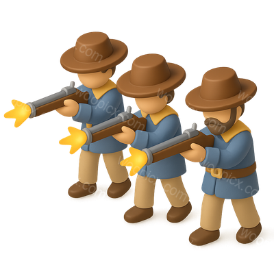 3D Icon of Musketeers in Firing Line - Isometric View