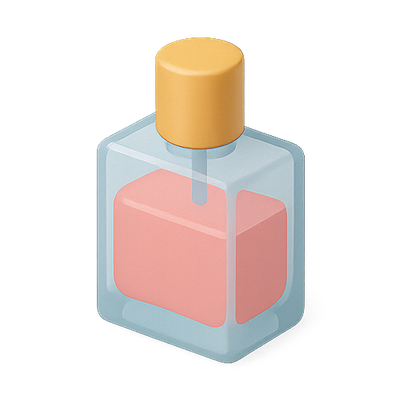 Stylized Cosmetic Bottle Illustration in Soft Colors