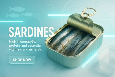 Promotional Graphic for Sardines Highlighting Nutritional Benefits