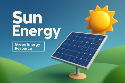 Stylish 3D Illustration of Solar Energy Concepts