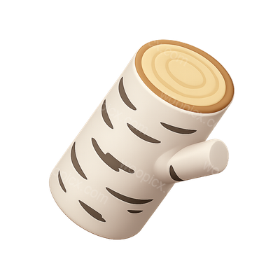 Stylized 3D Birch Icon with Isometric View