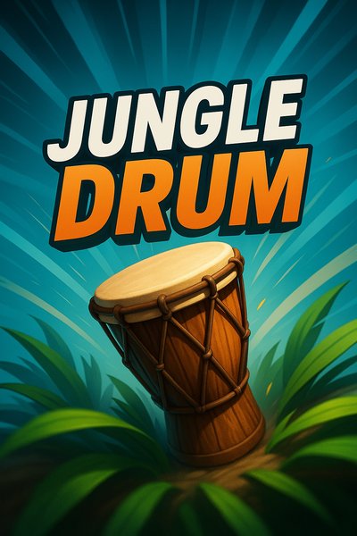 Dynamic Jungle Drum Illustration with Vibrant Colors