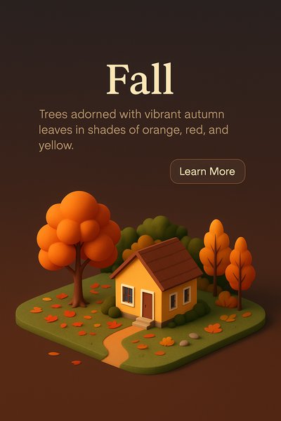 Vibrant Fall Scene with 3D Design Elements