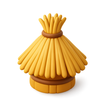 3D Isometric Thatcher Roof Icon with Volumetric Details