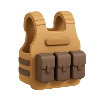 3D Tactical Vest Icon with Pouches