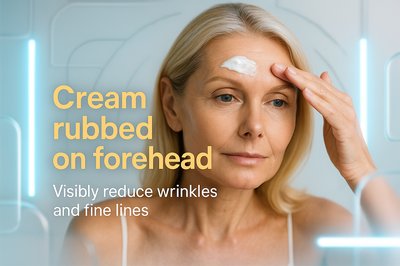 Skincare Promotion Image Featuring Woman Applying Cream