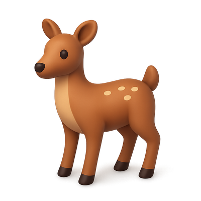 Stylized 3D Icon of a Doe in Isometric View