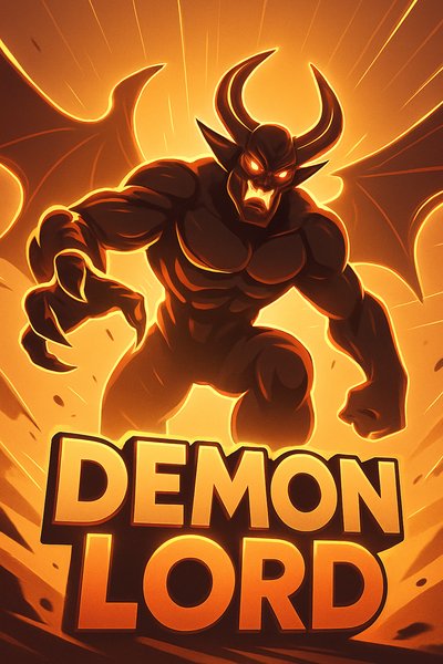 Dynamic Demon Lord Illustration with Neon Glow Effects