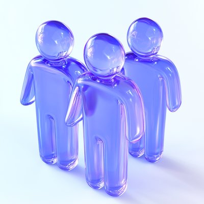 3D Transparent Figures Representing Teamwork and Collaboration