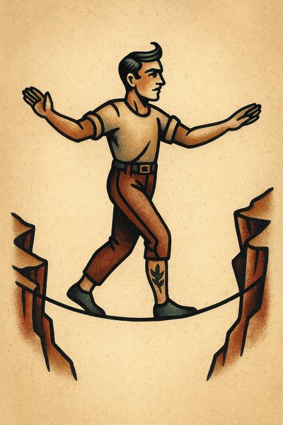 Tattoo Design of a Person Balancing on a Tightrope