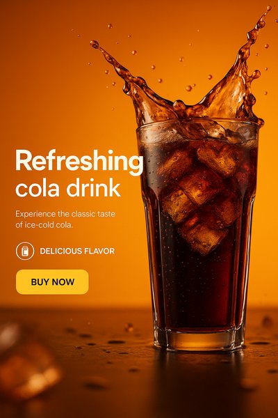 Vibrant advertisement for a refreshing cola drink