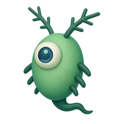 3D Plankton Icon with Isometric View and Transparent Background