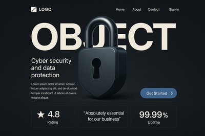 Innovative Cybersecurity Landing Page Design with 3D Lock