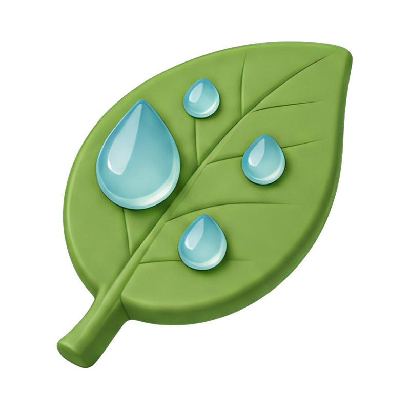 Fresh dew on green leaf