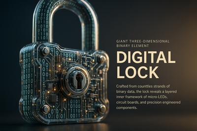 Hyperrealistic Mechanical Lock with Binary Code Details