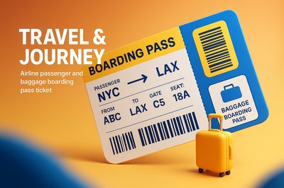 Stylized Airline Boarding Pass Graphic for Travel Themes