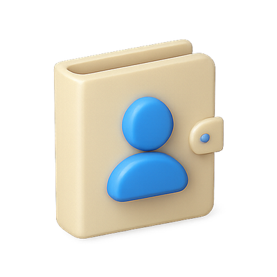 3D Icon of a Contact Book with User Silhouette