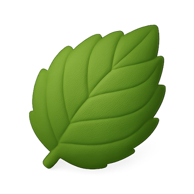 Realistic Green Leaf Icon with Textured Surface
