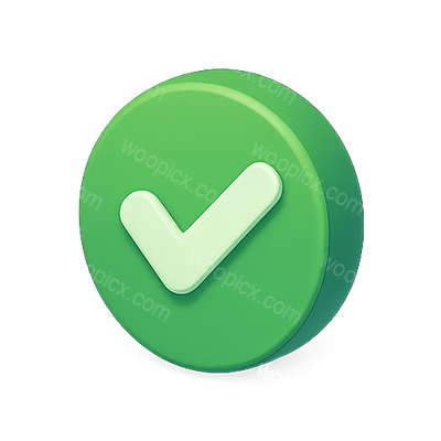 3D Green Check Mark Icon for Confirmation