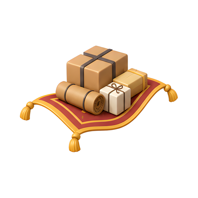 magical delivery on a carpet