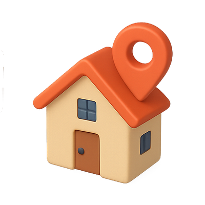3D House Icon with Location Pin for Real Estate