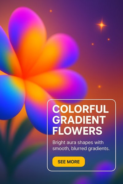Colorful Gradient Flower Illustration with Soft Blurred Background