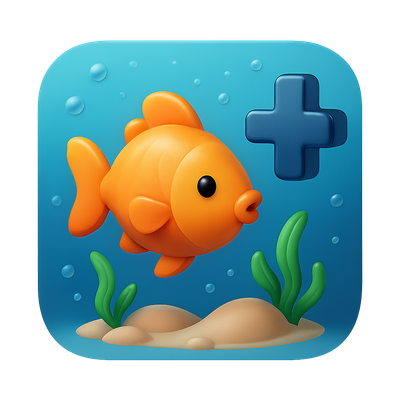 Colorful Underwater Fish Icon in 3D Style
