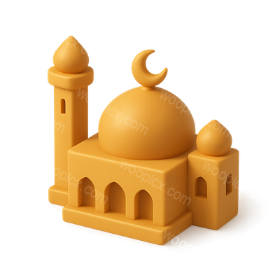 Stylized 3D Mosque Icon in Isometric View