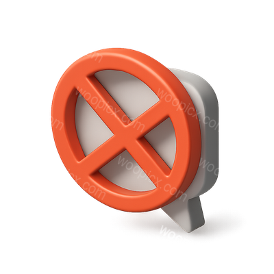 3D Crossed-Out Speech Bubble Icon with Isometric View