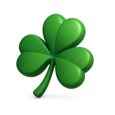 Vibrant 3D Green Clover Icon for Luck