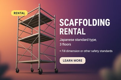 Scaffolding Rental Promotional Graphic with Modern Design