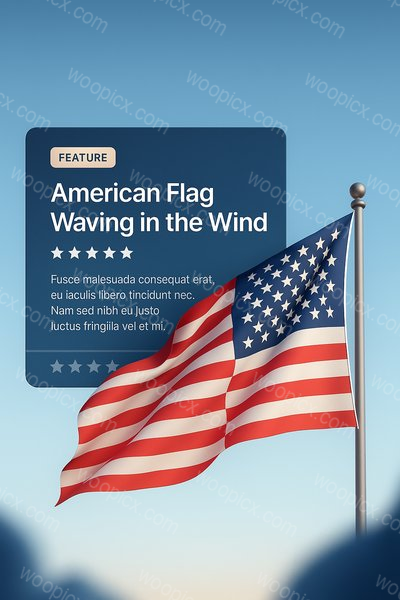 American Flag Waving in the Wind with Feature Block