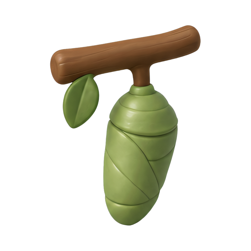 Chrysalis hanging from a branch