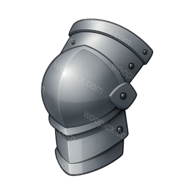 3D Metallic Knee Armor Icon for Game Design