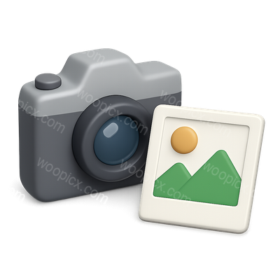 Stylized 3D Camera and Image Icon Representation
