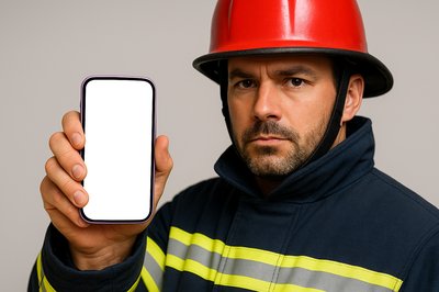Firefighter Holding a Phone in Uniform