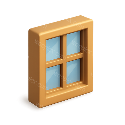3D Icon of a Window with Panes in Isometric View