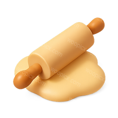 Stylized Rolling Pin with Dough for Kitchen Decor